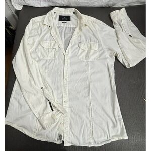 Buffalo David Bitton Union Made Men's White Button Down Shirt Slim Fit - L